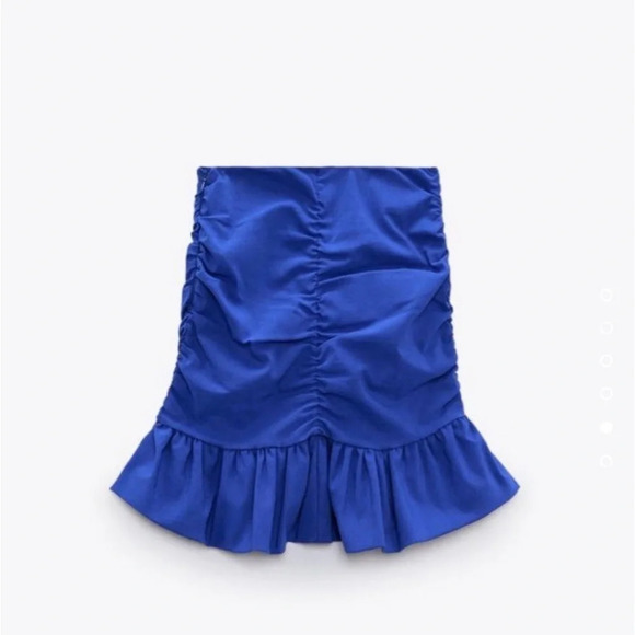 Zara NWT Royal Blue Ruched Skirt - Picture 2 of 8